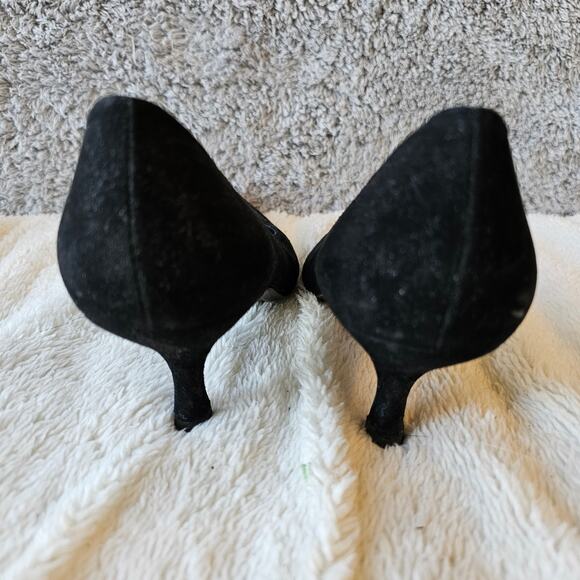 VTG Stuart Weitzman Women Cutout Suede Kitten Heel Pump‎ Heels Size 7.5M Black - Picture 6 of 10